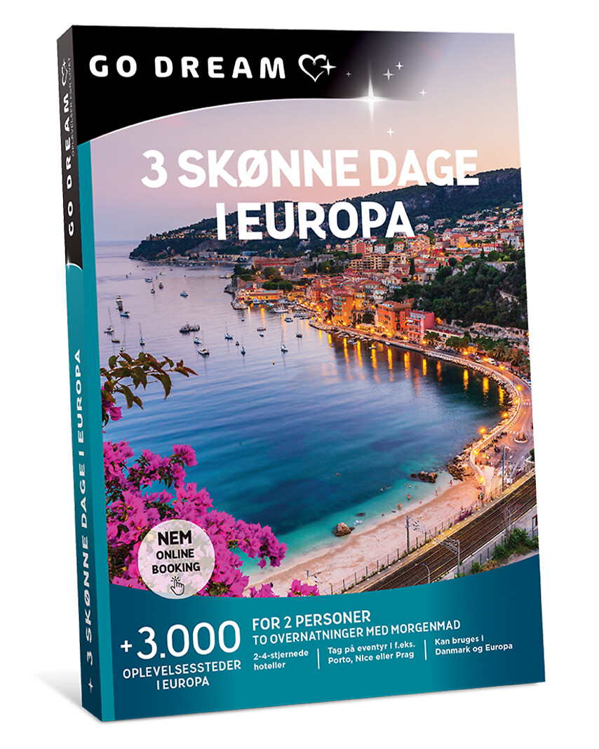 Go Dream 3 SKØNNE DAGE I EUROPA MED MORGENMAD- Oplevelsesgaver STAY
